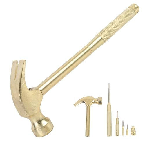 GreatNeck 19006 5-in-1 Hammer Built in Multitool Screwdriver, Chrome Plated | Includes Four Screwdrivers and One Hammer, Rust Resistant, Great for Household Projects, Lightweight and Easy to Use - color: Gold