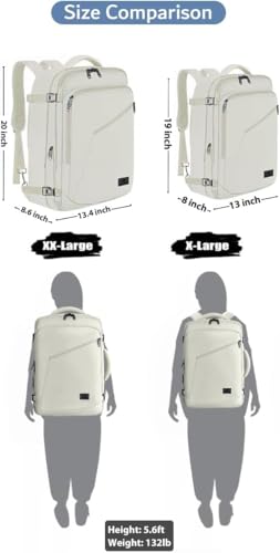 MATEIN Beige Travel Backpack Women, Carry on Bag with Hidden Shoulder Strap | Expandable Weekender Daypack, Large Capacity, Adjustable Shoulder Strap, Lightweight, Waterproof, Anti-Theft, Travelling Gift - color: Light Beige, size: X-Large