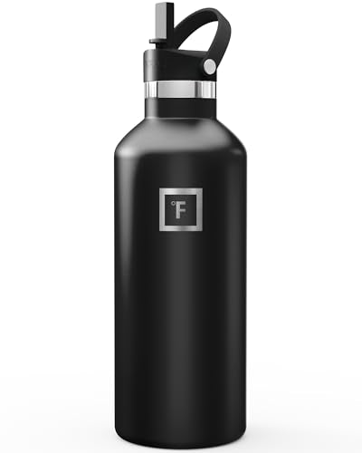 IRON °FLASK 32 oz Narrow Mouth Water Bottle with Straw - color: Midnight Black, style: Straw - 32 oz (1 Lid)