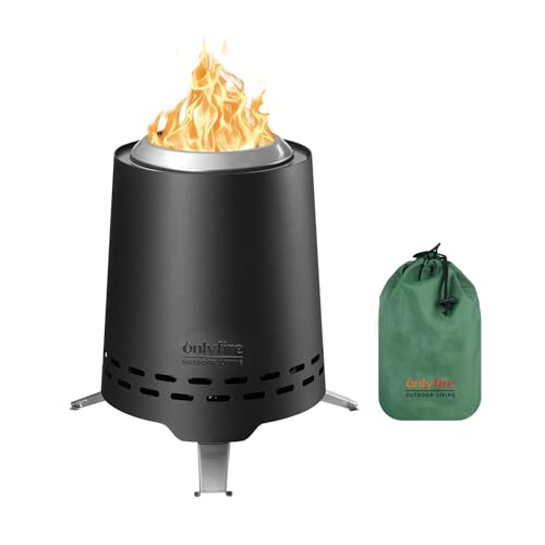 2-in-1 Wood Burning Fire Pit with Pot Rack, 9" Tabletop Fireplace, Black | Portable Stainless Steel Camp Stove with Carry Bag for Camping, Patio, Backyard, RV & Tailgating, Smokeless Firepit, FP046 - color: Black, size: 9"