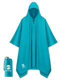 SaphiRose Hooded Rain Poncho Waterproof Raincoat Jacket for Men Women Adults - color: Algae Blue