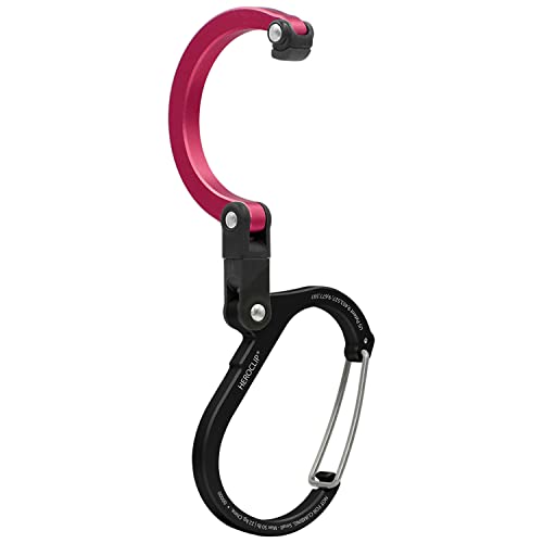 GEAR AID HEROCLIP (Small) Carabiner Gear Clip and Hook, for Hanging Bags, Purses, Lanterns, Strollers, Tools, Helmets, Water Bottles, and More - color: Black & Red, style: 1 Pack