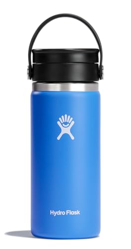 Hydro Flask Flex Sip Coffee Tumbler – Insulated Stainless Steel, Non Spill, Leak Proof Travel Coffee Cup 16 Oz Cascade Blue - color: CASCADE, style: 16 Oz