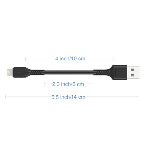 ULIFTUS 4 inch iPhone Charging Cable Short USB to Lightning Cable Small iPhone Charger Cord 5 Pack -Black - color: Black, size: 4 inches
