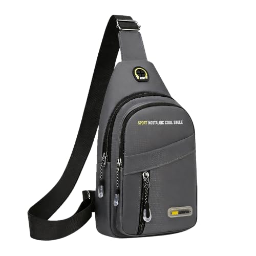 Waterproof Sling Bag for Men,Lightweight Crossbody Small Backpack,Shoulder Chest Bag for Travel Hiking - color: Grey