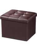 AmasSmile Ottoman with Storage,17" Folding Leather Foot Rest Chest,Brown - color: Brown 1 Pack, size: 17"*13"*13"inch