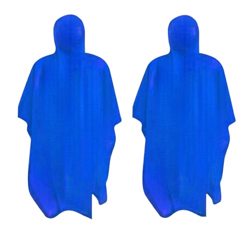 RAIN GUARD 10 Mil Vinyl Rain Poncho with Hood | Expanded 50" x 80" | Reusable Waterproof Protection | Adult Size | 2 Pack - color: Blue