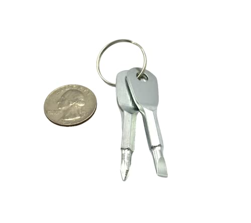 Mini Pocket Repair Hand Tool Portable Screwdriver Set Keychain Outdoor Tool Kit Stainless Steel Keyring Black+Silvery 1pc (Gray) - color: Gray