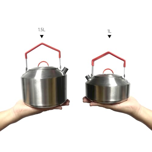 1L Camping Kettle, Stainless Steel Portable Campfire Kettle for Open Fire, Outdoor Camp Tea Coffee Pot for Stove Top, Backpacking, Hiking, Picnic and Traveling - color: Stainless Steel 1L