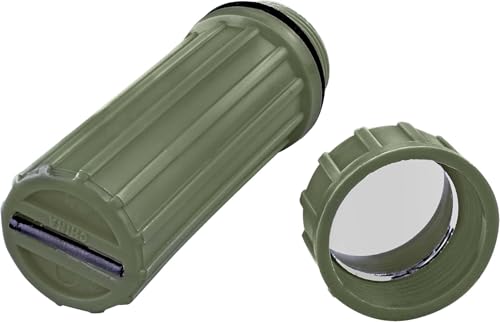 SE 3-IN-1 Green Waterproof Match Storage Box with Signaling Mirror and Firestarter Flint - CCH6-1GN - color: Green