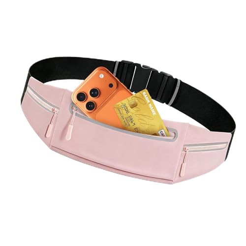 Slim Running Belt for Women Men,Phone Holder Waist Pack,Runners Fanny Pack - color: Drak Pink