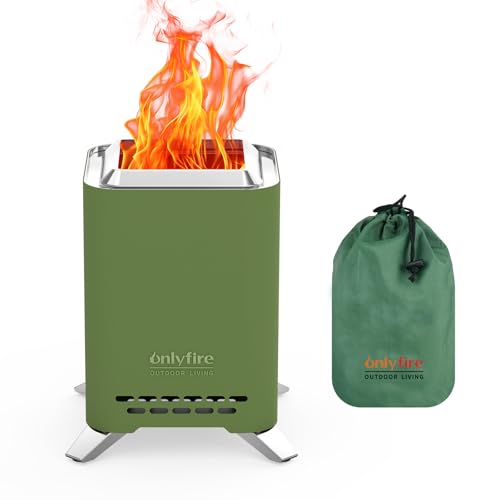 2-in-1 Wood Burning Fire Pit with Pot Rack, 9" Tabletop Fireplace, Green | Portable Stainless Steel Camp Stove with Carry Bag for Camping, Patio, Backyard, RV & Tailgating, Smokeless Firepit, FP052 - color: Green, size: 9"