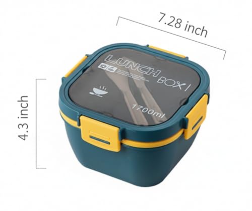Salad Dinner Container - 58 oz Bowl with 4 Compartment Tray and 1 Removable,Sauce Box,Reusable Knife and Fork, Multi-scenario Usage Leak-Proof Food Storage, Outdoor Picnic Helper, Women,Men Gift