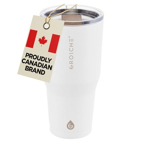 GROSCHE Yukon Triple Insulated Coffee Travel Mug with Lid, 30oz Cream White - color: Cream White, size: 30 Ounces
