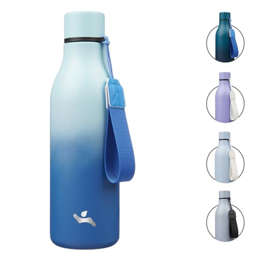 Konokyo 18 oz Insulated Stainless Steel Metal Water Bottle with Strap - color: Sky, size: 18 Ounces
