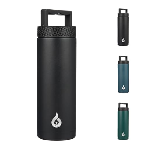 BJPKPK 18oz Insulated Water Bottle Stainless Steel Water Bottle with Handle - color: Black, style: 18oz