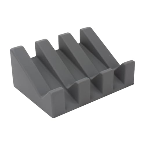 Silicone Soap Dish, Bar Soap Holder for Shower Bathroom, Kitchen, Bathtub, Self Draining Waterfall Drying Tray Keep Soap Bars Dry Clean & Easy Cleaning (Grey) - color: Grey