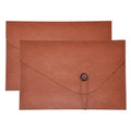 PATIKIL 2Pcs Leather Folder, 14x10 Leather Document Holder File Folder PU Pouch Bag Portfolio File Organizer Button Personal Envelope Waterproof for Traveling Office Men Gift, Brown - color: Brown