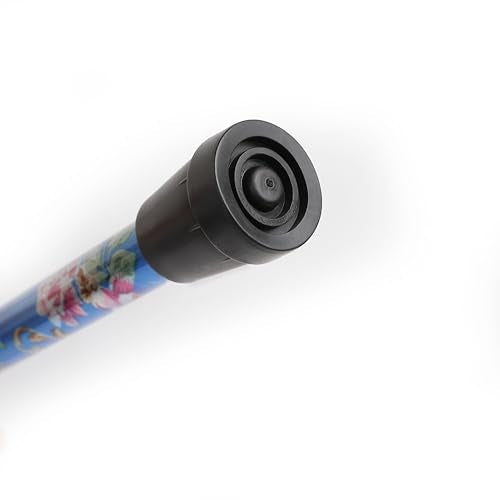 Folding Lightweight Walking Stick - Adjustable Aluminum Metal Collapsible Travel Cane with Non-Slip Rubber Base - color: Blue Floral