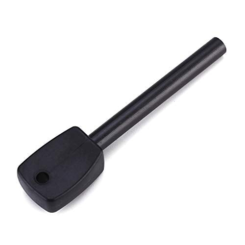 FOSTAR 3 PCS Tactical Ferro (Ferrocerium) Rods, Bushcraft Flint Fire Starter with Easy Grip Handle, 5/16 Inch Thick Waterproof Fire Steel Magnesium Camping Tool Kit - color: Black