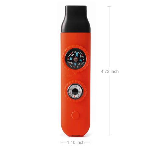 Emergency Survival Safety Whistle，Whistle for Kids with Lanyard,Compass,Thermometer,Ideal for Kayaking, Boating, Hiking, Camping, Climbing - color: Orange