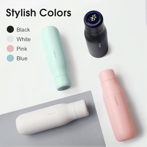 VSITOO S1 15oz Mini Insulated Stainless Steel Self-Cleaning Water Bottle | Mini 15oz Insulated Bottle for Purses & School Bags, With Auto Self-Cleaning, Touchscreen, 30-Day Battery & 24H Cold - color: Black, size: 14.8 Ounces