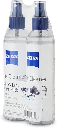 ZEISS Lens Care Pack – 2x 8oz Streak-Free Lens Spray and Microfiber Cloths for Eyeglasses and Optics - size: 8 Fl Oz (Pack of 2)