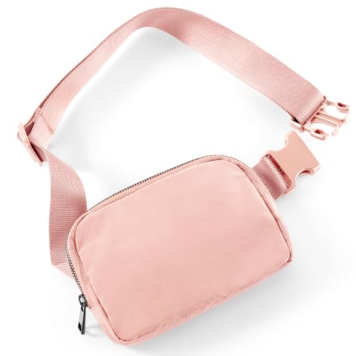 ODODOS Unisex Mini Belt Bag with Adjustable Strap Small Fanny Pack for Workout Running Traveling Hiking, Light Pink - color: Light Pink