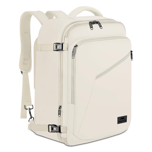 MATEIN Beige Travel Backpack Women, Carry on Bag with Hidden Shoulder Strap | Expandable Weekender Daypack, Large Capacity, Adjustable Shoulder Strap, Lightweight, Waterproof, Anti-Theft, Travelling Gift - color: Light Beige, size: X-Large