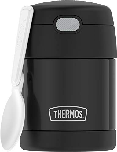 THERMOS FUNTAINER Kids Food Jar with Spoon, 10oz, Black - color: Black, size: 10 Ounce