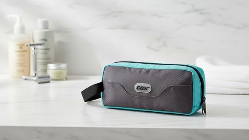 Small Travel Toiletry Bag for Men, Dopp Kit Mens, Zipper Pouch for Travel - color: Grey/Sky Blue