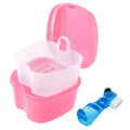Keedolla Denture Cleaning Case Orthodontic Dental Retainer Container,Denture Holder Case Retainer Soaking Cups for Travel, Camping, Office - Pink - color: Pink
