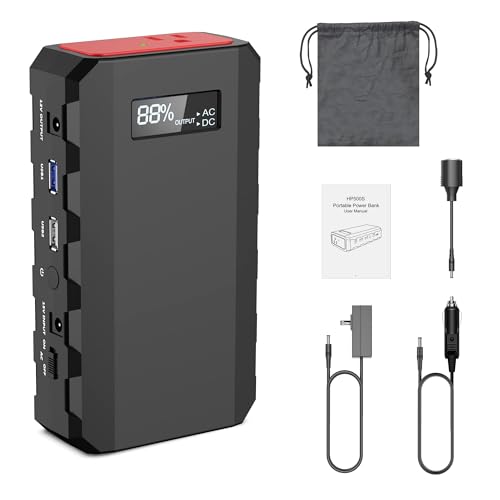 Portable Power Station with AC Outlet 120V, 24000mAh Laptop Charger Bank - color: Black