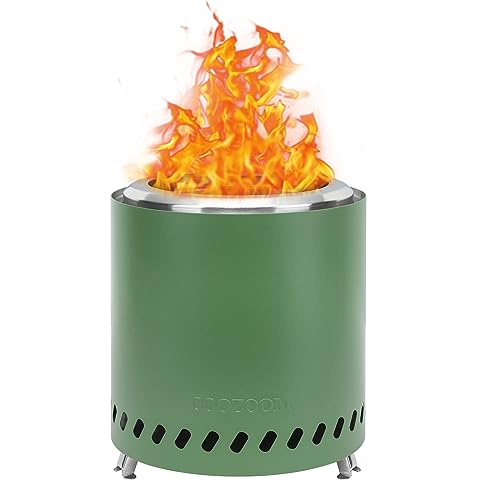 Portable Table Top Fire Pit with Stand, 8.6" Stainless Steel Mini Outdoor Low Smoke Burning Tabletop Firepit Fueled by Pellets or Wood, for Outside Camping Green - color: Olive Green, size: 8.6 Inch