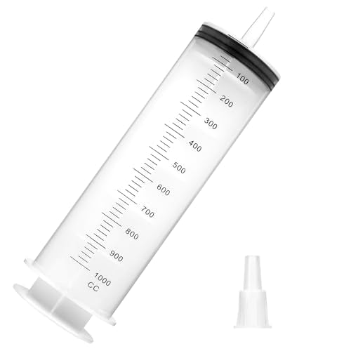 1000ml Extra Large Syringe with Tip Adapter, Sterile and Individual Sealed, Plastic Garden Syringe for Liquid, Paint, Epoxy Resin, Oil, Watering Plants, Refilling - style: 1000 ml