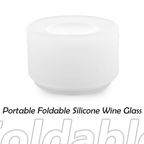 1 Pack Portable Collapsible Silicone Wine Glasses, Collapsible Silicone Cup, Travel Camp Wine Glasses for Picnic Indoor Outdoor, Reusable, Capacity 7 Oz, White