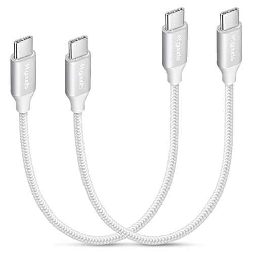 etguuds USB C to USB C Cable 1ft, 2-Pack 60W C to C Cable Fast Charging | for iPhone 17 16 15 Pro Max Plus Air, Samsung Galaxy S26 S25 S24 S23, USBC iPad MacBook Charger Cord Type C, Pixel, White - color: White, size: 1ft