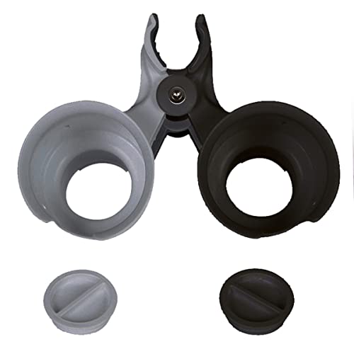 ROBOCUP, (Black&Gray), Patented Clamp On Boat Cup Holder | Multifunction Dual Drink Caddy for Fishing Poles, Tools, Net, Gaff | Portable Storage for Boating, Beach, Umbrellas, Golf Carts, Strollers - color: Black & Gray, size: Standard Spring