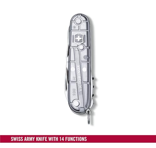 Victorinox Climber Swiss Army Knife, 14-Function Pocket Knife, Silver | Swiss-made pocket knife, durable construction, multifunction tool, camping and everyday use - color: Silver Tech