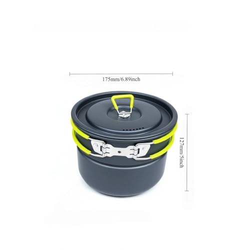 Camping Cookware Set Steaming, Portable Backpacking Gear with Hard Anodized Aluminum Pot, Pan, Kettle, Bowls & Utensils, Lightweight Outdoor Cooking Kit, Ideal for Hiking, Picnic & Camping