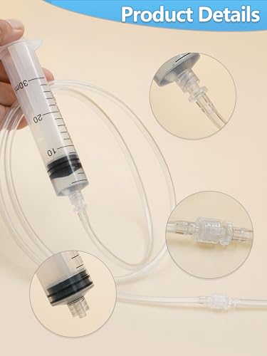 4Pack 30ml Plastic Syringe with 39in Tubing, 4 Sets 3.2mm Luer Adapters, Clear Dispensing Syringe for Oil Extraction, Plant Watering, Hobby Crafts, Liquid Transfer Fluid Pump Tool - size: 30 ML