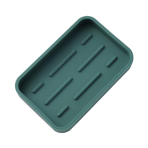 MicoYang Silicone Kitchen Sink Organizer Tray for Multiple Usage,Easy Clean Sponges Holder for Kitchen Bathroom Counter or Sink,Dish Soap Dispenser,Scrubber,Bottle,Cup Green 4.9”x 3.2” - color: Green, size: 4.9" x 3.2" x 0.7"