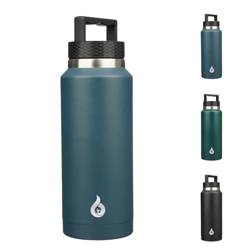 BJPKPK 36oz Insulated Water Bottle Stainless Steel Water Bottle with Handle - color: Navy Blue, style: 36oz