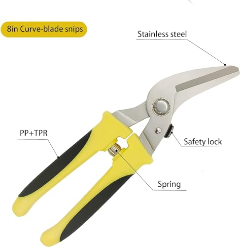 8 Inch Aviation Tin Snips, Heavy Duty Scissors - size: 8 Inch Curve Blade
