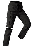 Kids Hiking Convertible Zip Off Pants Quick Dry Outdoor Nylon Pants Waterproof Stretchy with Zip Pockets 4-16Y - color: Black, size: Small