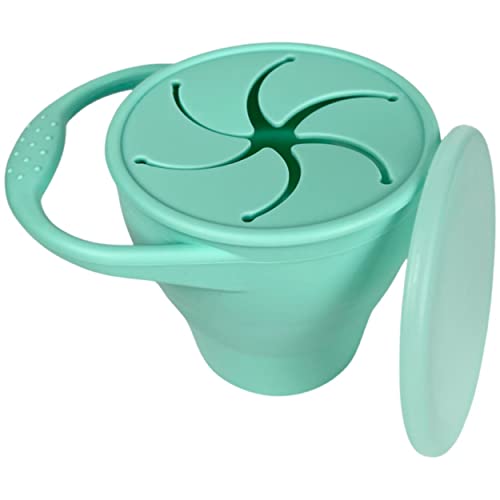 BraveJusticeKidsCo | Snack Attack Snack Cup | Collapsible Silicone Snack Container | Toddler and Baby Snack Catcher Lid (Island Paradise) - color: Island Paradise