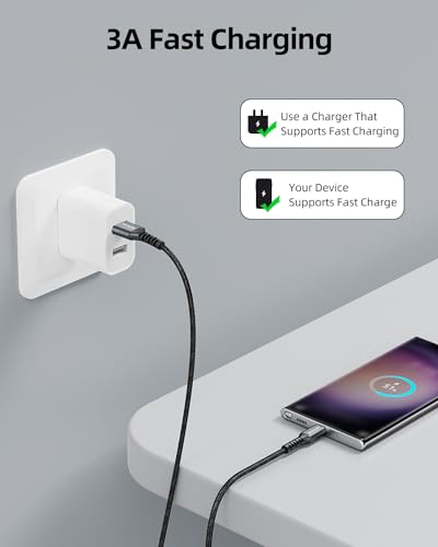 Short USB A to USB C Cable 1FT 3Pack, 12 inch USB C Cable 3A Fast Charging - color: Black, size: 1FT