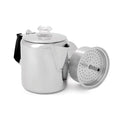 GSI Outdoors Percolator Coffee Pot I Glacier Stainless Steel with Silicone Handle for Camping, Backpacking, Travel, RV & Hunting - Stove Safe - size: 6 cup