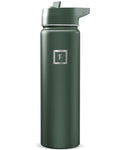 IRON °FLASK 24 oz Wide Mouth Water Bottle with Straw - color: Dark Pine, size: 24 Ounces, style: Straw - 24 Oz (1 Lid)