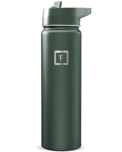 IRON °FLASK 24 oz Wide Mouth Water Bottle with Straw - color: Dark Pine, size: 24 Ounces, style: Straw - 24 Oz (1 Lid)